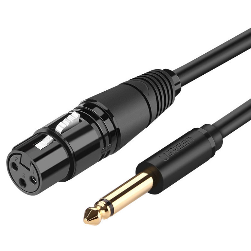 绿联 6.5转卡侬公对母话筒音频线 2米 AV131