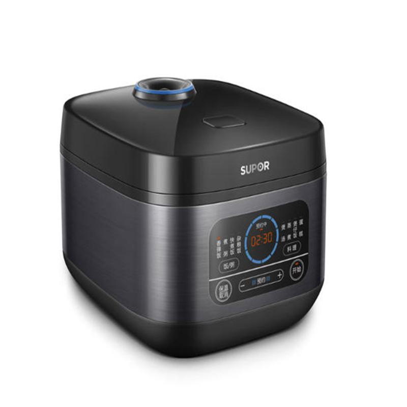 苏泊尔智能方形电饭煲4L银灰纳米银内胆微电脑控制带预约液晶显示适合3-6人家庭使用
