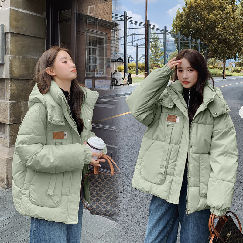 连帽羽绒棉服女2024秋冬新款韩版大码宽松小个子面包服外套棉袄潮高清大图