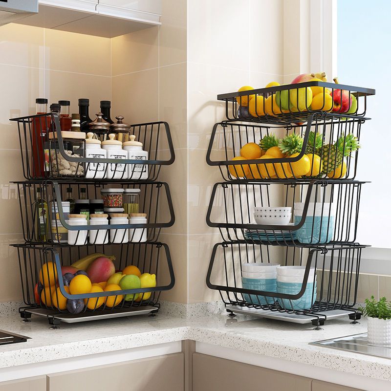 多功能厨房置物架落地多层蔬菜水果收纳筐台面用品家用大全收纳架安心