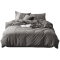 美帮汇床上四件套灰色简约 北欧风格风全棉水洗棉被套男士欧式简约潮