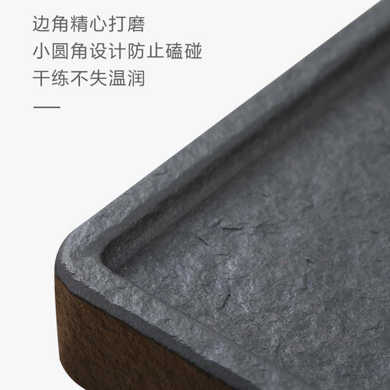 方然乌金石茶盘80*40*3cm高清大图
