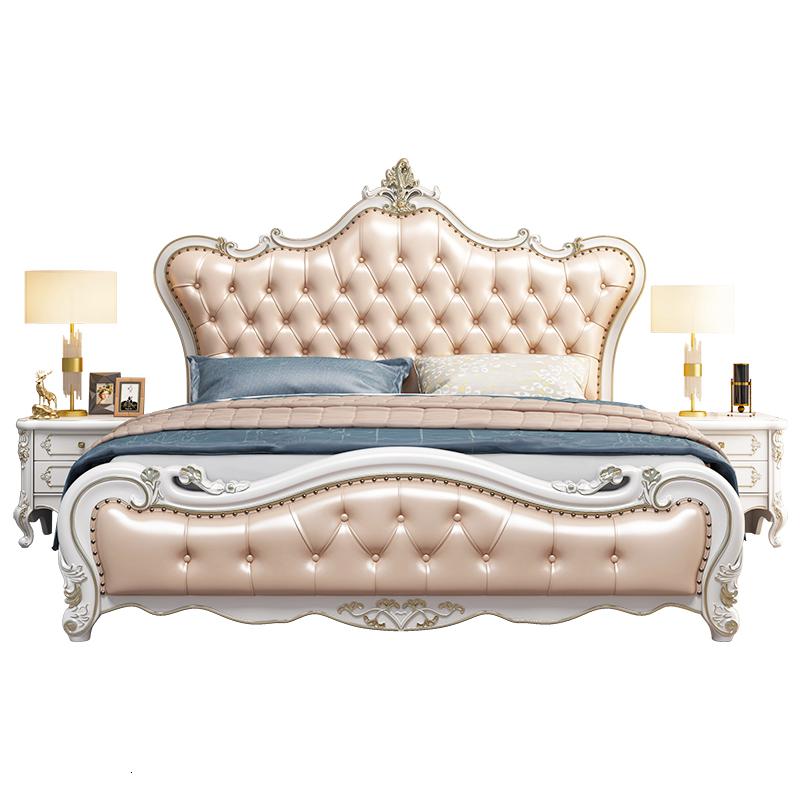 欧式风格全实木1.8米双人床主卧大床现代简约真皮公主1.5婚床