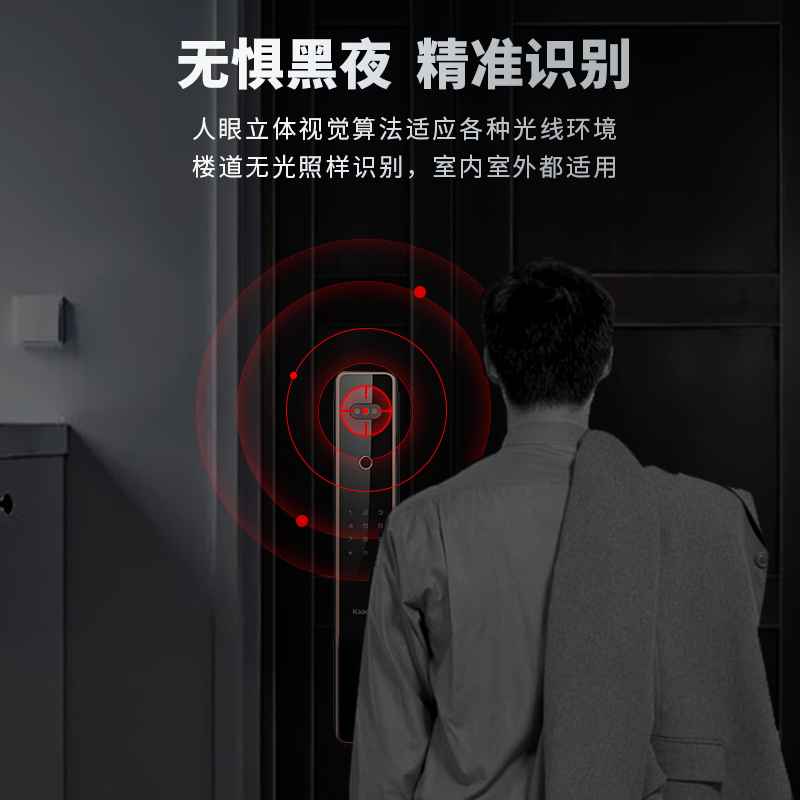 凯迪仕(Kaadas)智能锁K11Face指纹锁家用防盗门锁电子密码锁全自动推拉智能门锁人脸识别锁红古铜色