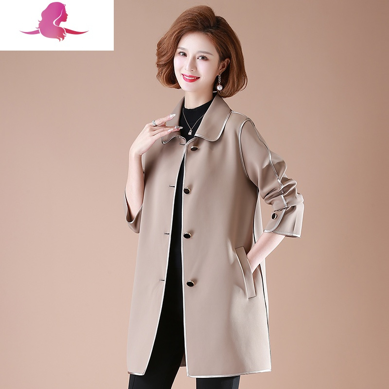 50岁妈妈春装外套中长款风衣阔太太气质上衣中老年女装时尚高贵薄风衣