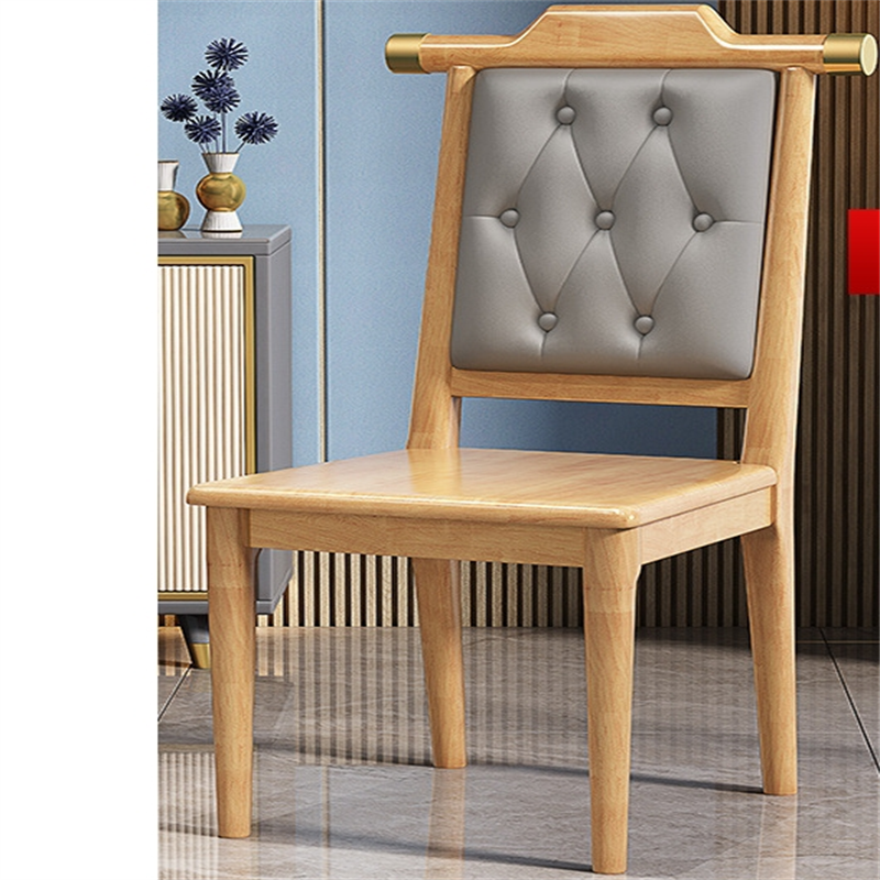 白寅 BY-SMZB 中式软包靠背椅实木椅子 原木色+实木坐板(单位:把)