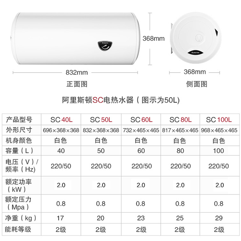 阿里斯顿(ARISTON)60L储水式电热水器 速热节能 健康抑菌 SC60M2.0高清大图