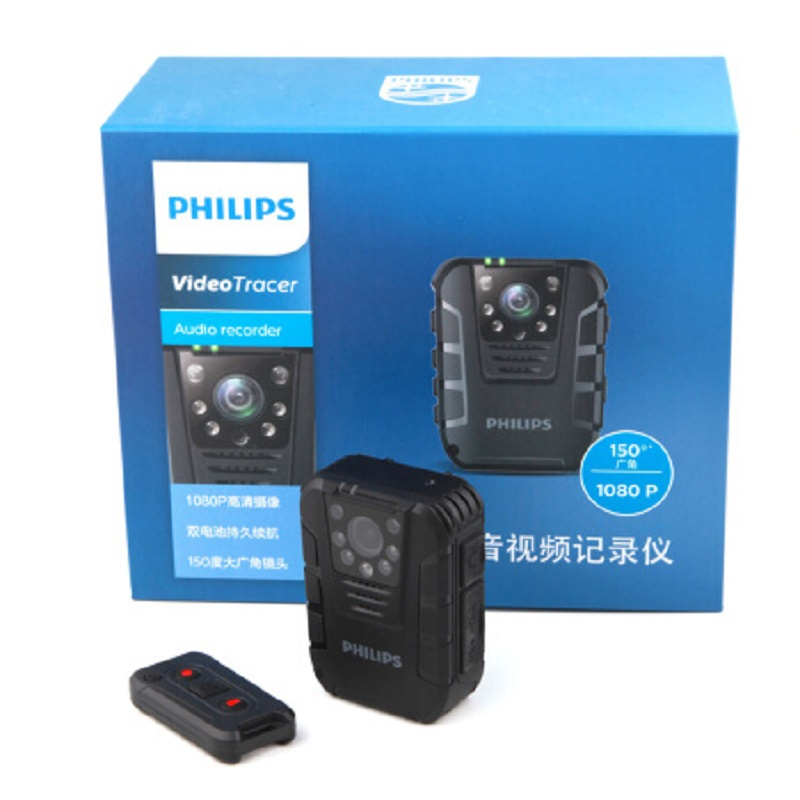 飞利浦(PHILIPS)VTR8100 64G+遥控器 2000万像素150°广角1080P红外夜视摄像机记录仪取证执法