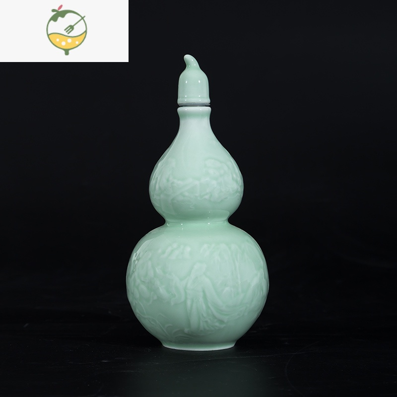 yicheng景德镇陶瓷酒瓶子空酒瓶家用仿古雕刻白酒酒坛影青葫芦酒壶