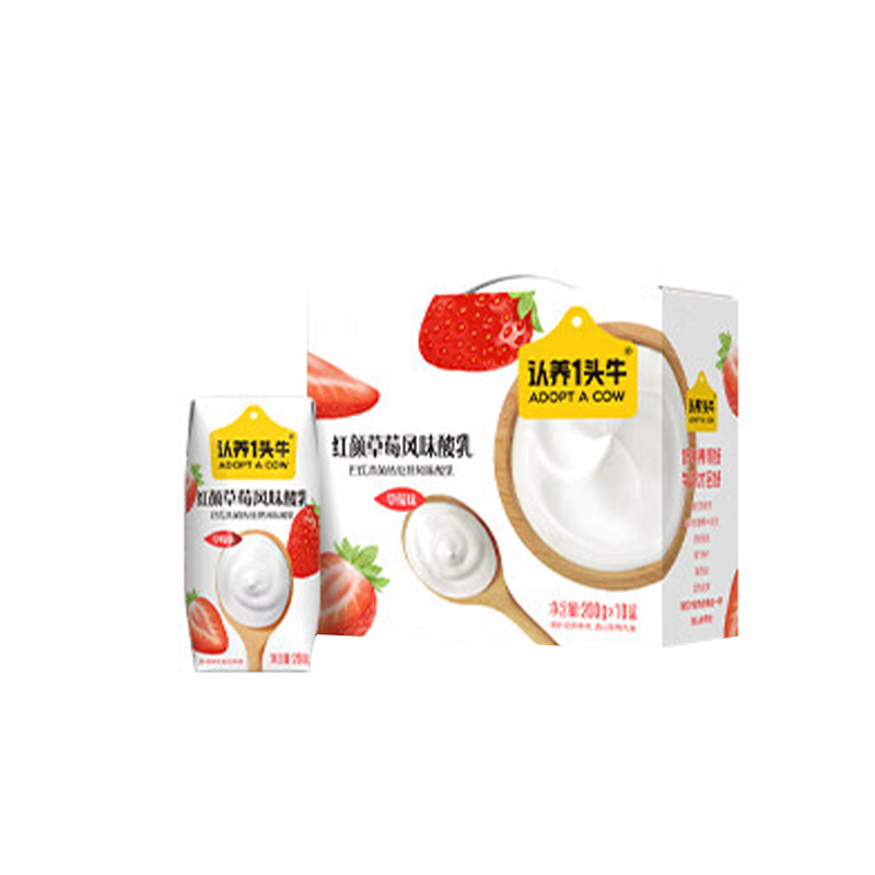 认养一头牛红颜草莓风味酸乳高蛋白风味酸奶200g*10盒*1提
