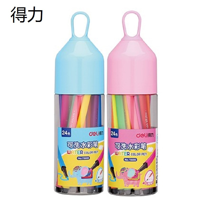 得力(deli) 70695_24 色三角杆水彩笔 粉/蓝 (单位:筒)
