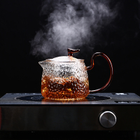 青苹果 玻璃茶具套装 耐热茶壶茶水分离 手工加厚锤纹日式风格 一壶四杯礼盒套装茶壶茶杯