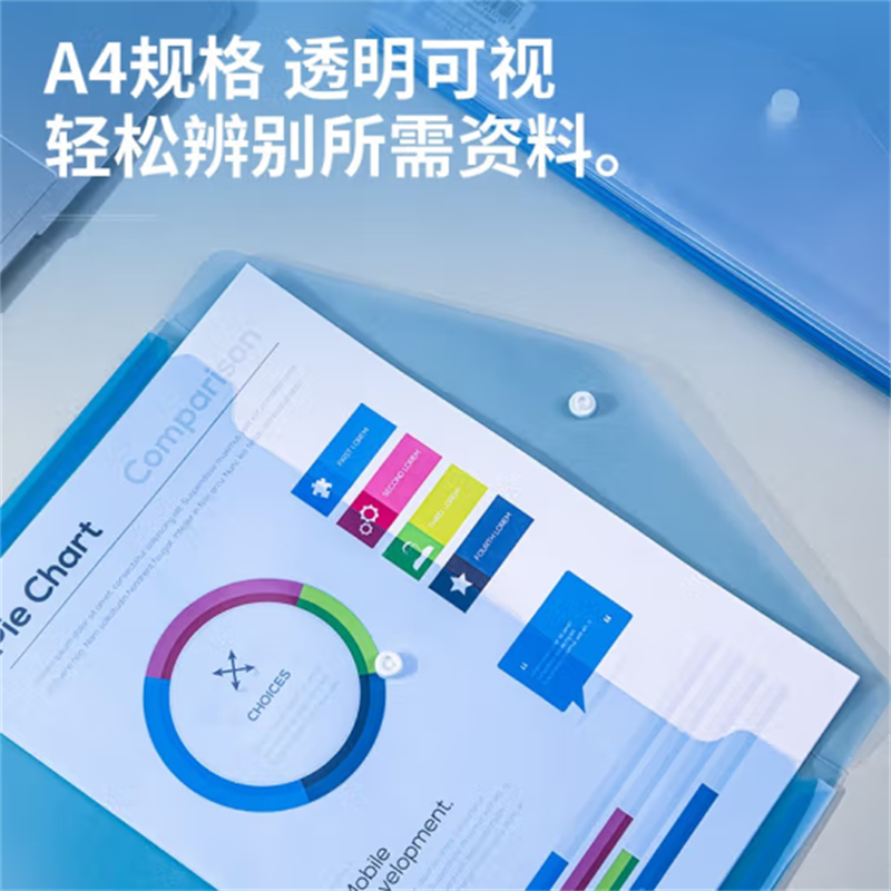 得力(deli)a4纸透明文件袋A4资料袋纽扣袋按扣袋文件套 8308透明按扣文件袋100个