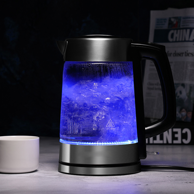 苏宁极物 电热水壶 MC-3051 高硼硅玻璃家用电水壶1.7L烧水壶蓝光304不锈钢开水壶(单位：台)