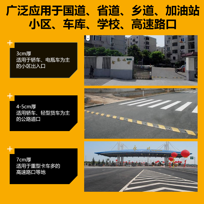 易企采 橡胶减速带汽车公路马路道路减速板减速垄加厚缓冲块分道垄小区物业减速带