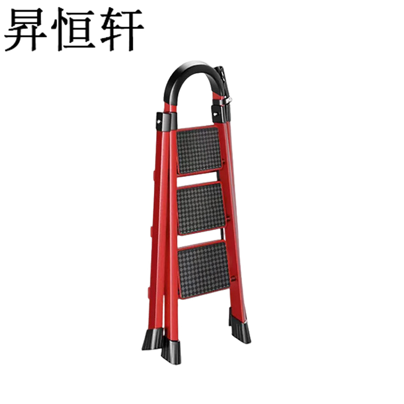 昇恒轩 家用梯子折叠多功能加厚室内人字梯红色三层步梯楼梯便携小型加粗高清大图
