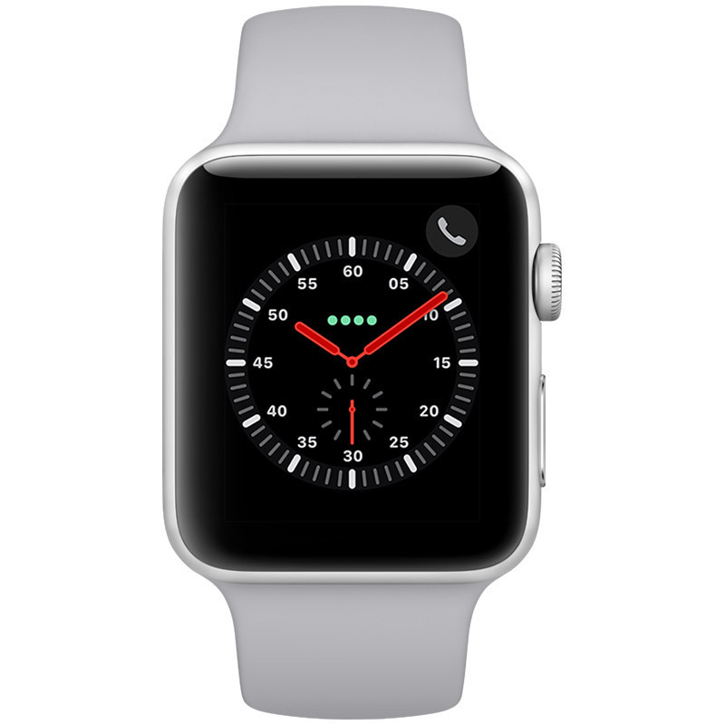 Apple Watch Series3 智能手表(GPS+蜂窝网络款 42毫米 银色铝金属表壳搭配云雾灰色运动型表带 MQQR2CH/A)