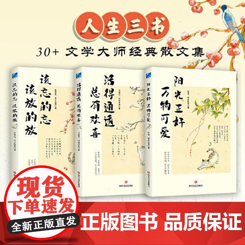 人生三书:活得通透总有欢喜+该忘的忘该放的放+阳光正好万物可爱 30+文学大师经典散文集 90+散文名篇 体味人生百味高清大图