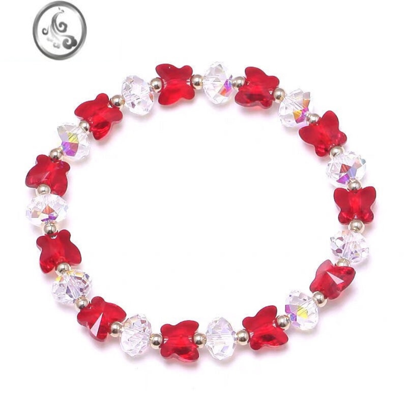 jimi儿童水晶手链手串女小孩蝴蝶小众串珠手饰送女童学生女孩生日礼物