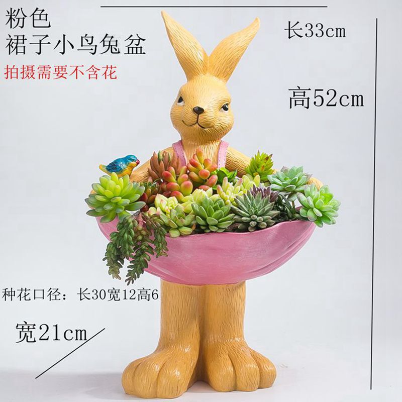 18新款大号口径小兔子多肉花盆器创意多肉植物小花盆非陶瓷白色主图大号绿色兔子中等