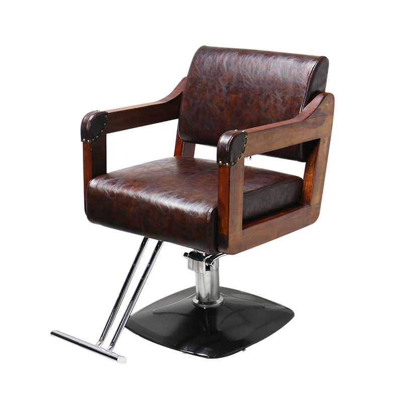 寻木匠厂家直销美发椅复古风实木椅子发廊专用可升降剪发椅理发店理发