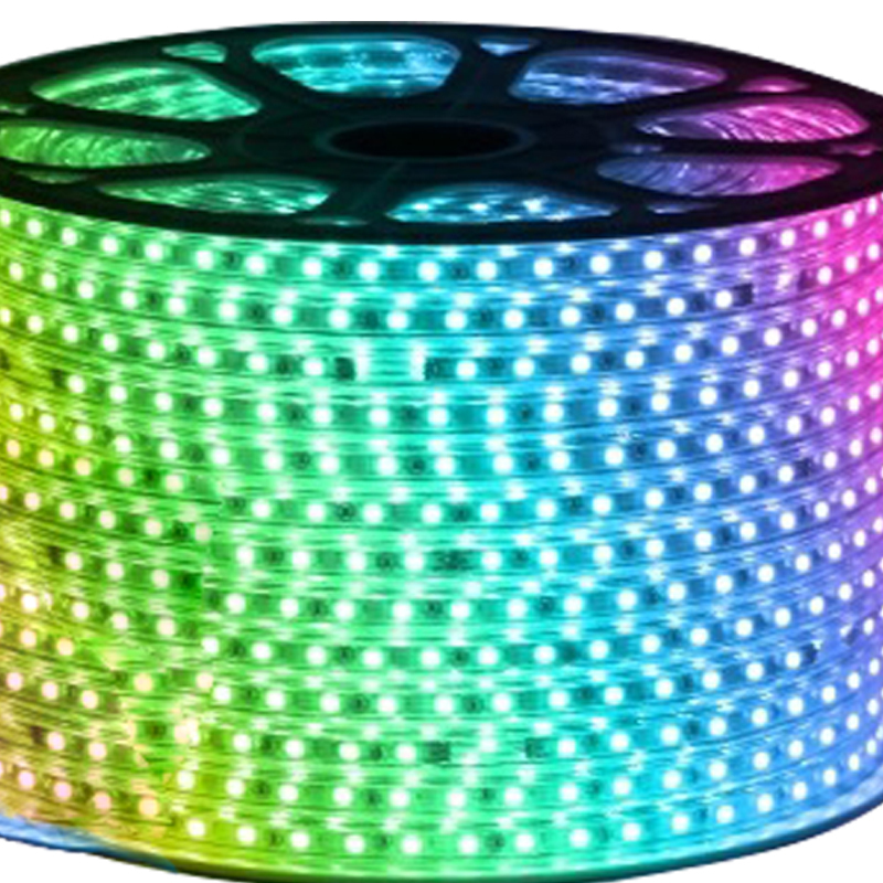 三棵松 LED5050彩色灯带 软性高低压七彩带遥控KTV家装防水灯条 50米1卷 全铜RGB彩色