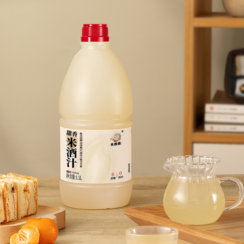 米婆婆1.5L大瓶糯米发酵米酒汁0添加蔗糖醪糟汁清米酒汁孝感特产高清大图