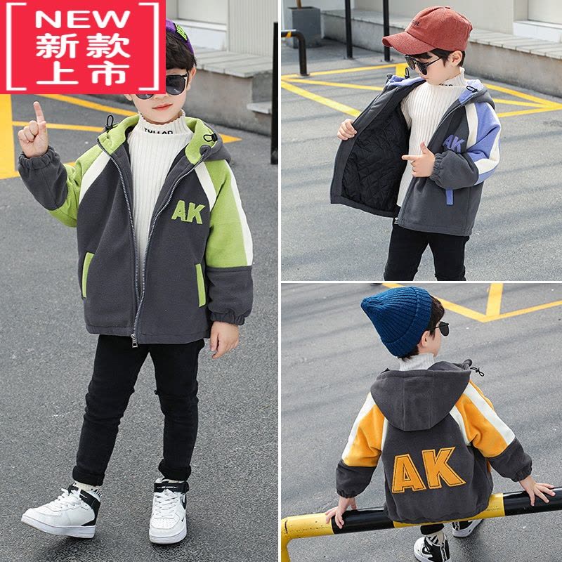 可莉允男童秋季外套夹棉儿童摇粒绒薄棉服加厚新款潮痞帅炸街颗粒绒秋冬图片