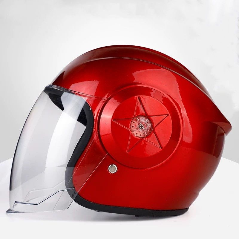 摩托车头盔电动车半盔男女通用四季安全帽秋冬季保暖防雾头盔808粉色