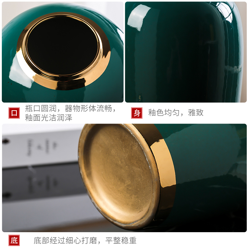 欧式轻奢陶瓷花瓶景德镇新中式简约摆件现代客厅插花干花玄关装饰 三维工匠 粉色大号高清大图