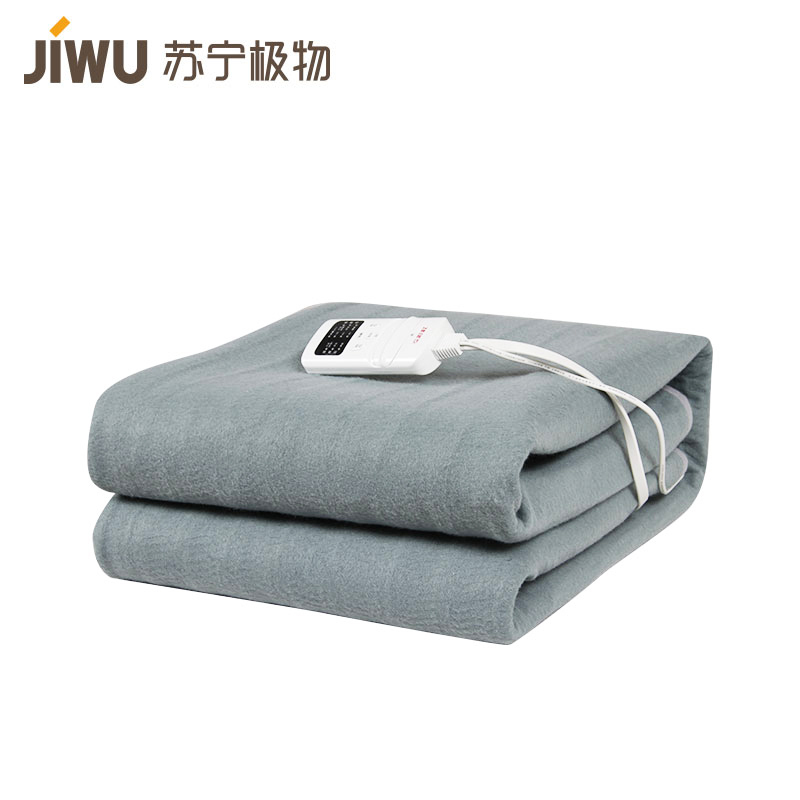 苏宁极物 彩虹安全智能除螨电热毯 1.5*1.8m 灰色电褥子调温安全家用学生