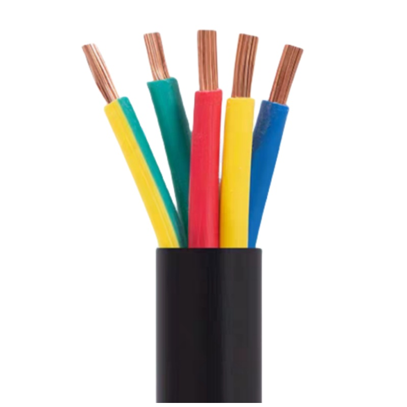 绵缆 铜芯聚氯乙烯绝缘聚氯乙烯护套软电缆 RVV-5*1.0黑色300/500V 米高清大图