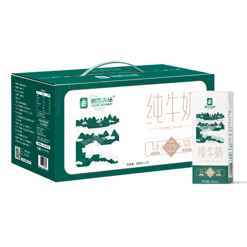 良西农场3.6纯牛奶200ML*30盒