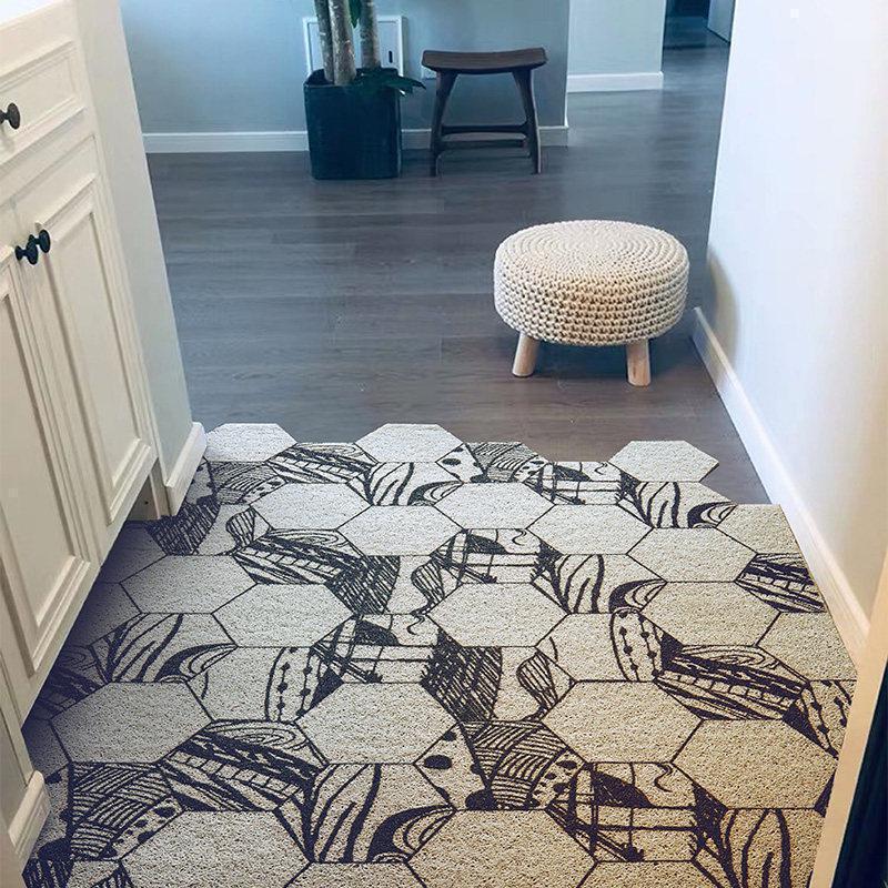 家柏饰(CORATED)北欧入户地垫进口脚垫玄关定制地毯厅垫子丝圈可裁剪阁妮MC 北欧艺术六边形竖铺 120*200cm