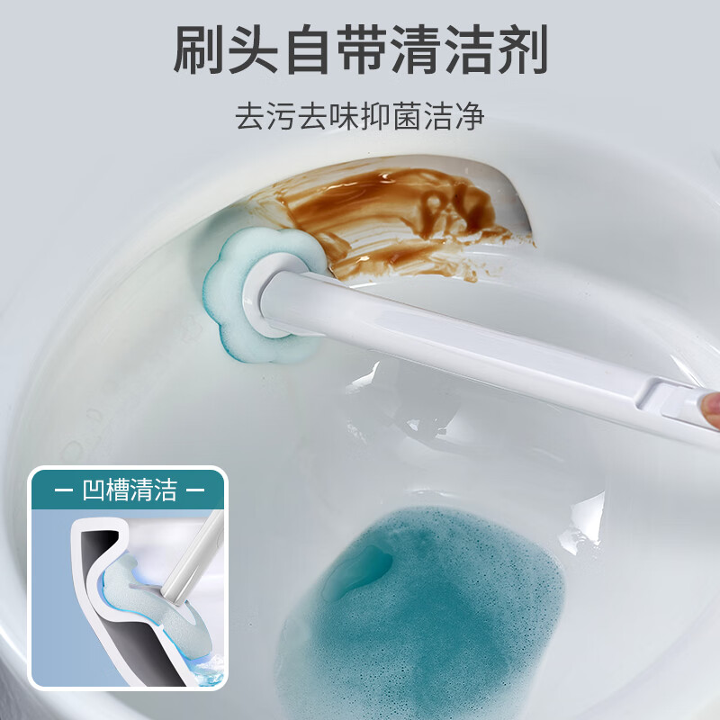 悦适 EAA01(单套)一次性马桶刷(1刷+1桶+12海绵刷头)高清大图
