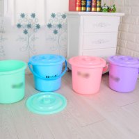 [迷你版 绿色带盖4升]加厚塑料桶美工桶带盖小水桶小桶杂物桶收纳桶塑料水桶简约创意生活日用家居清洁用品