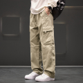 工装裤子男士春秋季2024大码男装宽松直筒美式潮牌休闲长裤 3XL 卡其色H03