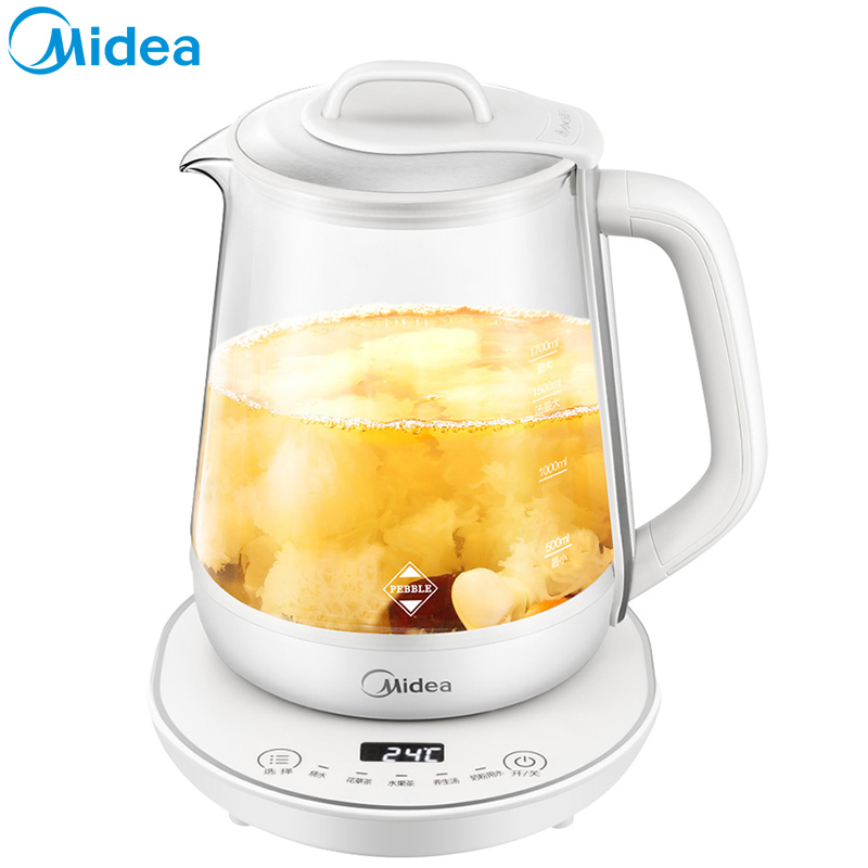 美的(Midea) 养生壶 GE1705a 1.7L 高硼硅玻璃壶身 三层防烫手柄 煎药壶 煮茶壶