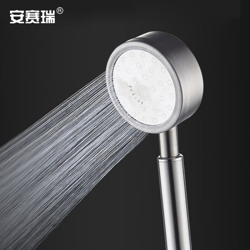 安赛瑞 花洒 304不锈钢手持增压花洒 洗澡细孔单莲蓬头 7J00384高清大图