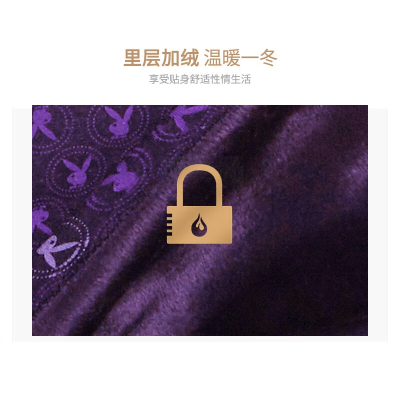 【断码清仓】花花公子女士保暖内衣女加绒加厚套装棉印花圆领高清大图