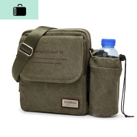 男士斜挎包单肩包多功能帆布包男包商务男布包韩版休闲学院复古包NEWLAKE 大号军绿色
