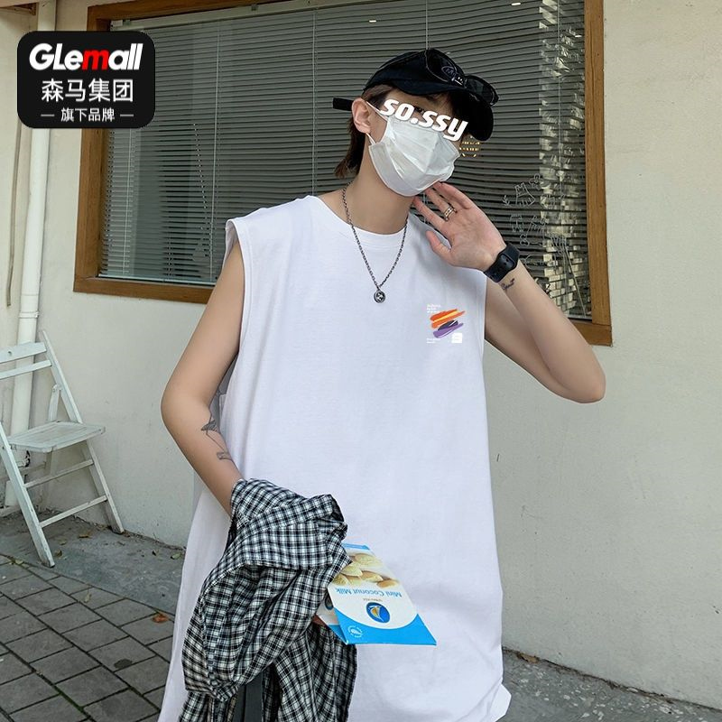 森马集团旗下GleMall纯棉2022夏季男韩潮休闲背心百搭运动宽松爆