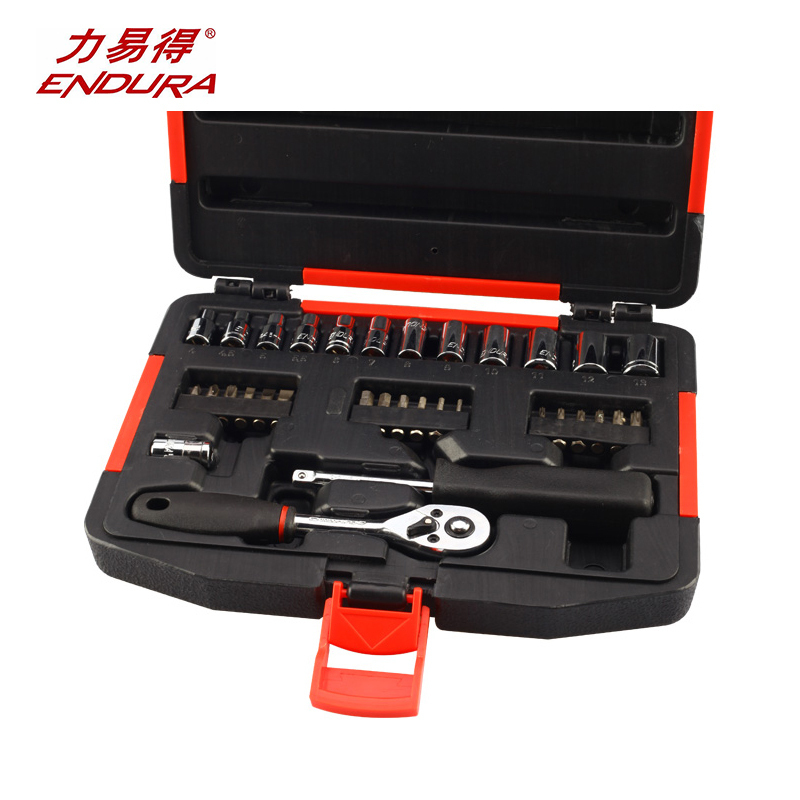力易得 33件6.3mm系列套筒组套维修工具套装手动工具组套E1214