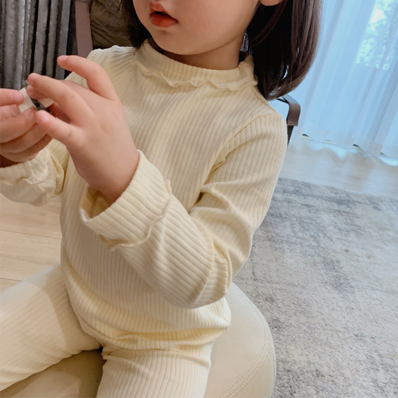杏色裤子 100码 模特码 女童春秋装睡衣套装长袖套头长裤两件套家居服儿童洋气套装宝宝潮