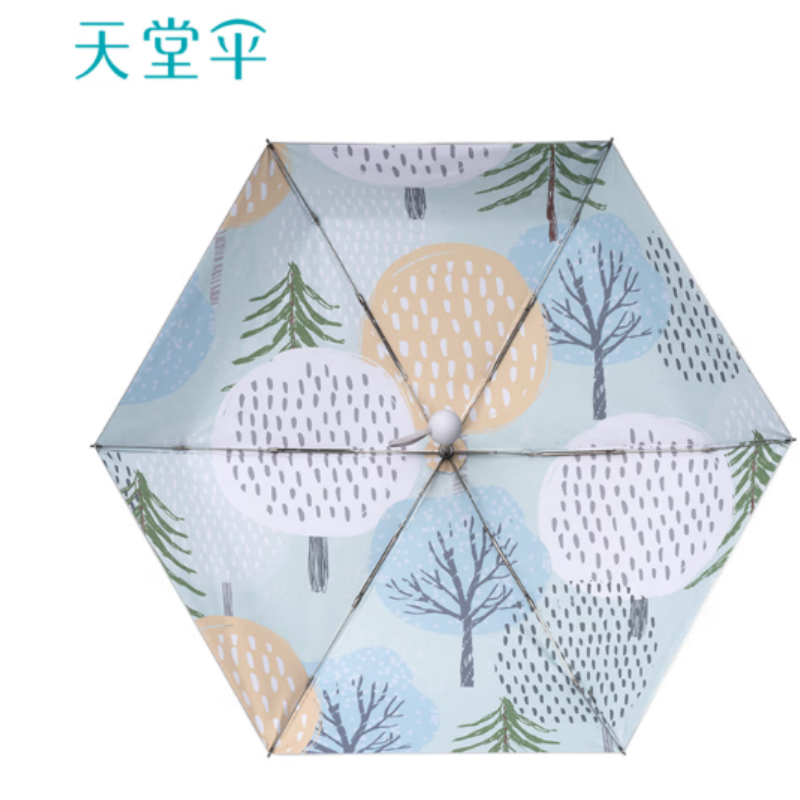 天堂防紫外线阳伞五折林间伞下94CM6K钛银便携遮防晒太阳伞