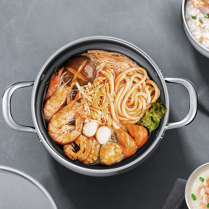 康巴赫汤锅家用加厚304不锈钢奶锅煮粥锅小煮锅蒸煮锅电磁炉炖锅高清大图