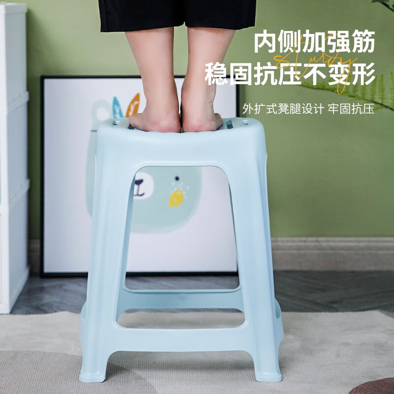 禧天龙(Citylong)D-2114条纹凳4个装(蓝) 家用加厚防滑耐磨餐椅板凳方凳大号换鞋条纹凳子高清大图