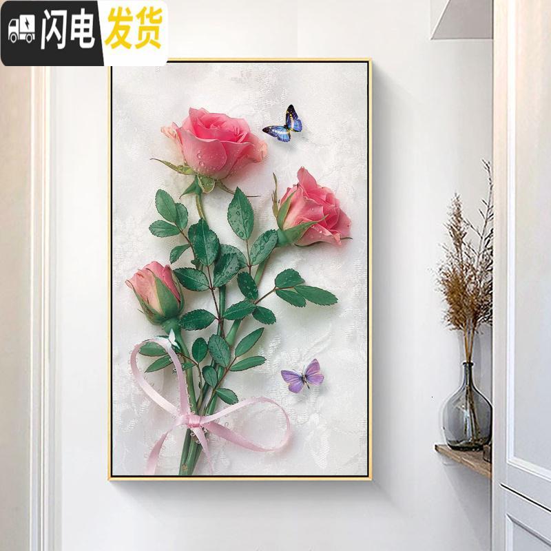 三维工匠2019年钻石画新款带框满钻客厅玫瑰花水晶十字绣小件 满钻全贴AB彩[60*100厘米]多加30钻量、送工具包高清大图