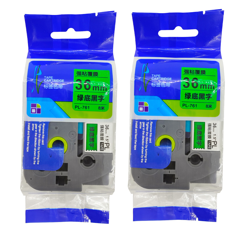 驰洛科 PL-761,36mmX8m,绿底黑字 标签色带(计价单位:个)绿色高清大图