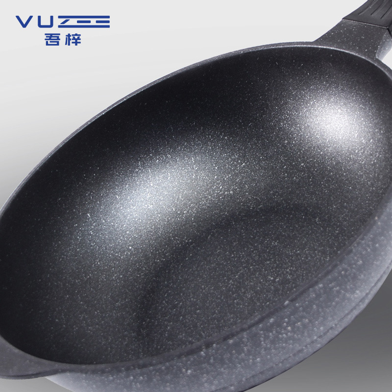 吾梓 家用 炒锅 黑色(玻璃盖)32cm /个高清大图